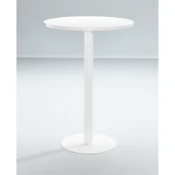 Stehtisch Paperflow, Rund, Mit Stahlgestell, Säulenfuß, Ø 80 Cm, Desinfektionsmittelbeständig, Weiß