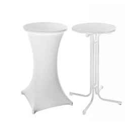 Stehtisch Quickstep, Inklusive Weißer Husse, Ohne Sonnenschirmöffnung, Desinfektionsmittelbeständig, Ø 700 Mm, Weiß