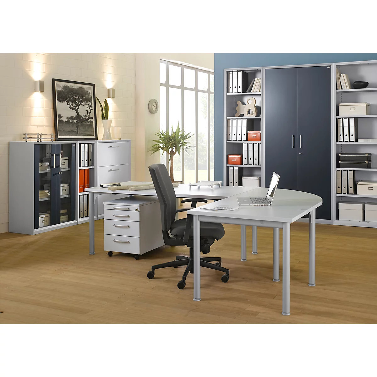 Systemwinkelplatte, 90° Gerundet, B 800 X T 800 Mm, Lichtgrau 2 Systemwinkelplatte, 90° Gerundet, B 800 X T 800 Mm, Lichtgrau – Bild 2