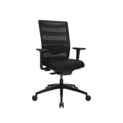 Topstar Bürostuhl AirWork, Mit Armlehnen, Auto-Synchronmechanik, Muldensitz, Netzrücken Mit Lordosenstütze, Schwarz