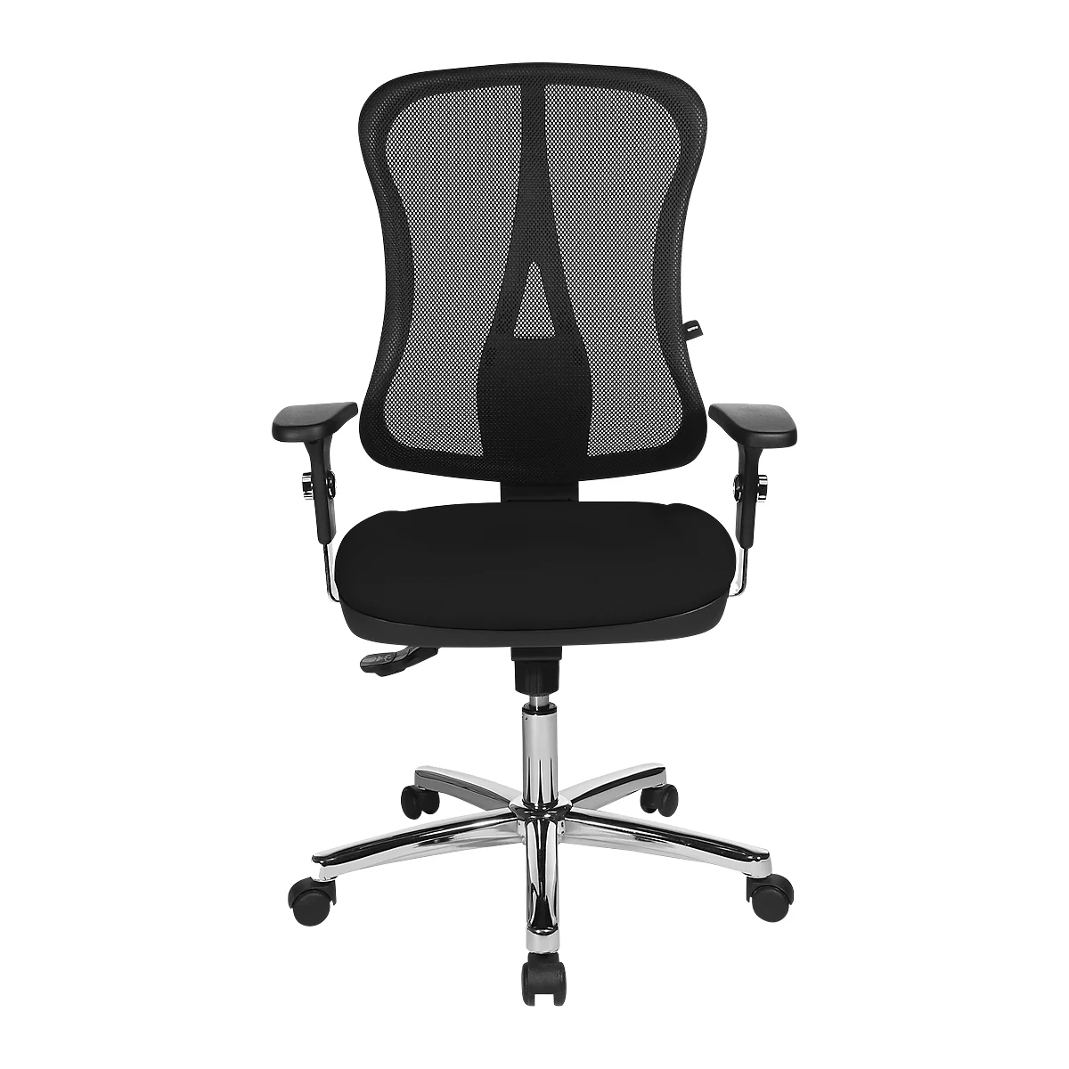 Topstar Bürostuhl Head Point Deluxe, Mit Armlehnen, Synchronmechanik, Muldensitz, Netzrücken, Schwarz/alusilber 2 Topstar Bürostuhl Head Point Deluxe, Mit Armlehnen, Synchronmechanik, Muldensitz, Netzrücken, Schwarz/alusilber – Bild 2