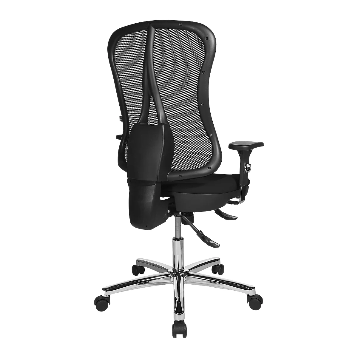 Topstar Bürostuhl Head Point Deluxe, Mit Armlehnen, Synchronmechanik, Muldensitz, Netzrücken, Schwarz/alusilber 4 Topstar Bürostuhl Head Point Deluxe, Mit Armlehnen, Synchronmechanik, Muldensitz, Netzrücken, Schwarz/alusilber – Bild 4
