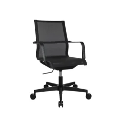 Topstar Bürostuhl Sitness Life 40, Mit Armlehnen, 3D Mechanik, Flachsitz, Netzrücken, Schwarz/schwarz