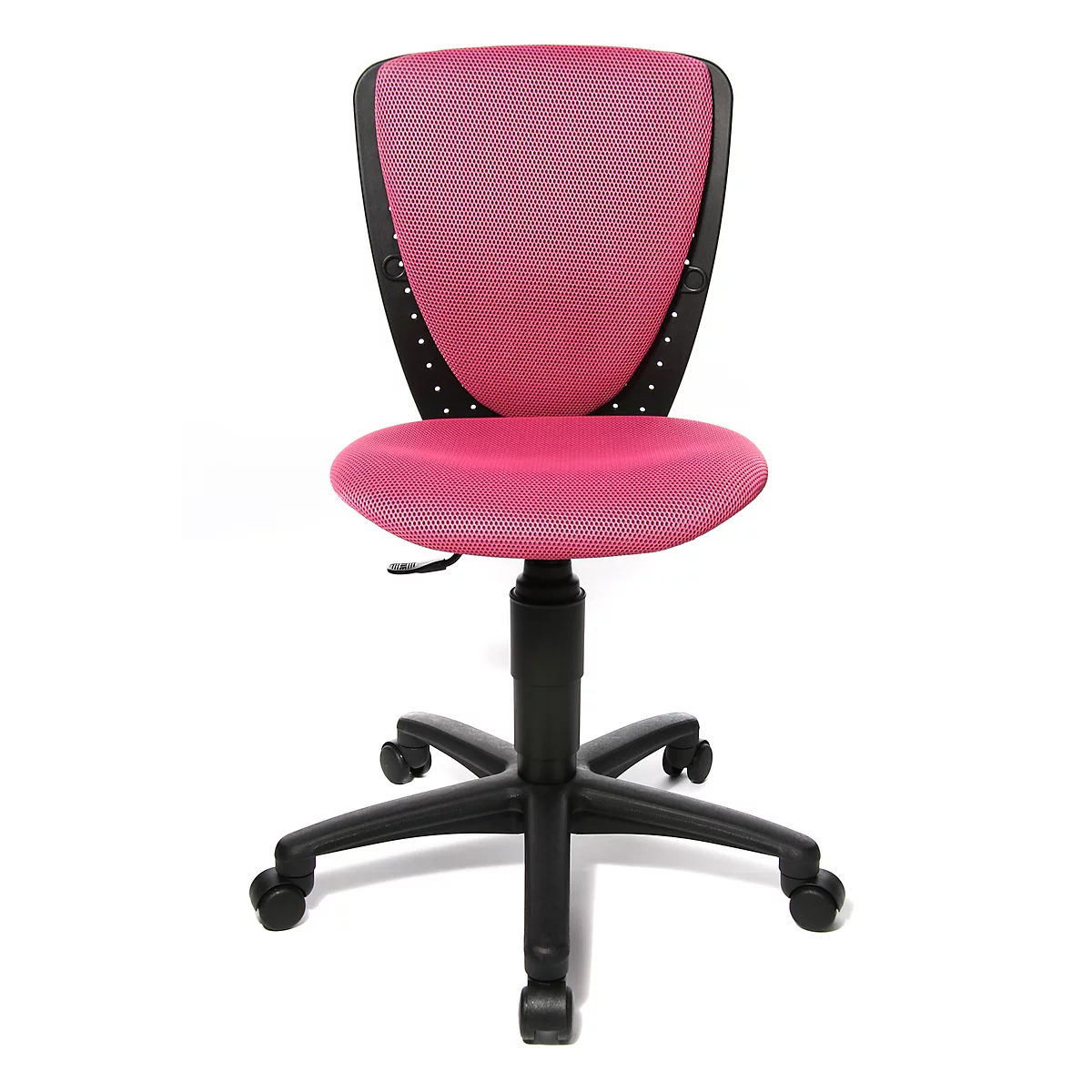 Topstar Kinderdrehstuhl High S´cool, Ohne Armlehnen, Muldensitz, 3D-Netz-Rückenlehne, Pink/schwarz 1 Topstar Kinderdrehstuhl High S´cool, Ohne Armlehnen, Muldensitz, 3D-Netz-Rückenlehne, Pink/schwarz