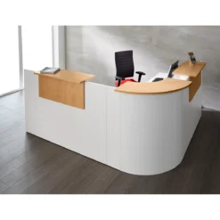 Winkeltheke Come-In, Rund, L 2125 X B 2525 Mm, Weiß, 3 Ablagen In Buche-Dekor, Eckelement Weiß